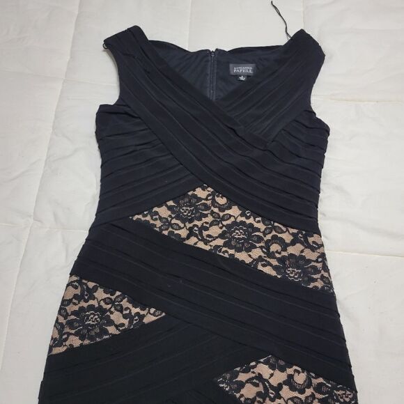 Adrianna papell lace combo cocktail dress sz 4 - Picture 5 of 10